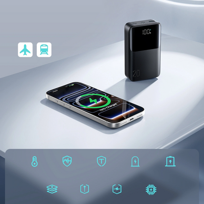 Spoljna baterija Joyroom JR-QP192, 20000mAh, 22.5W, QC + PD, 1 x USB-A - 2 x USB-C, Crna