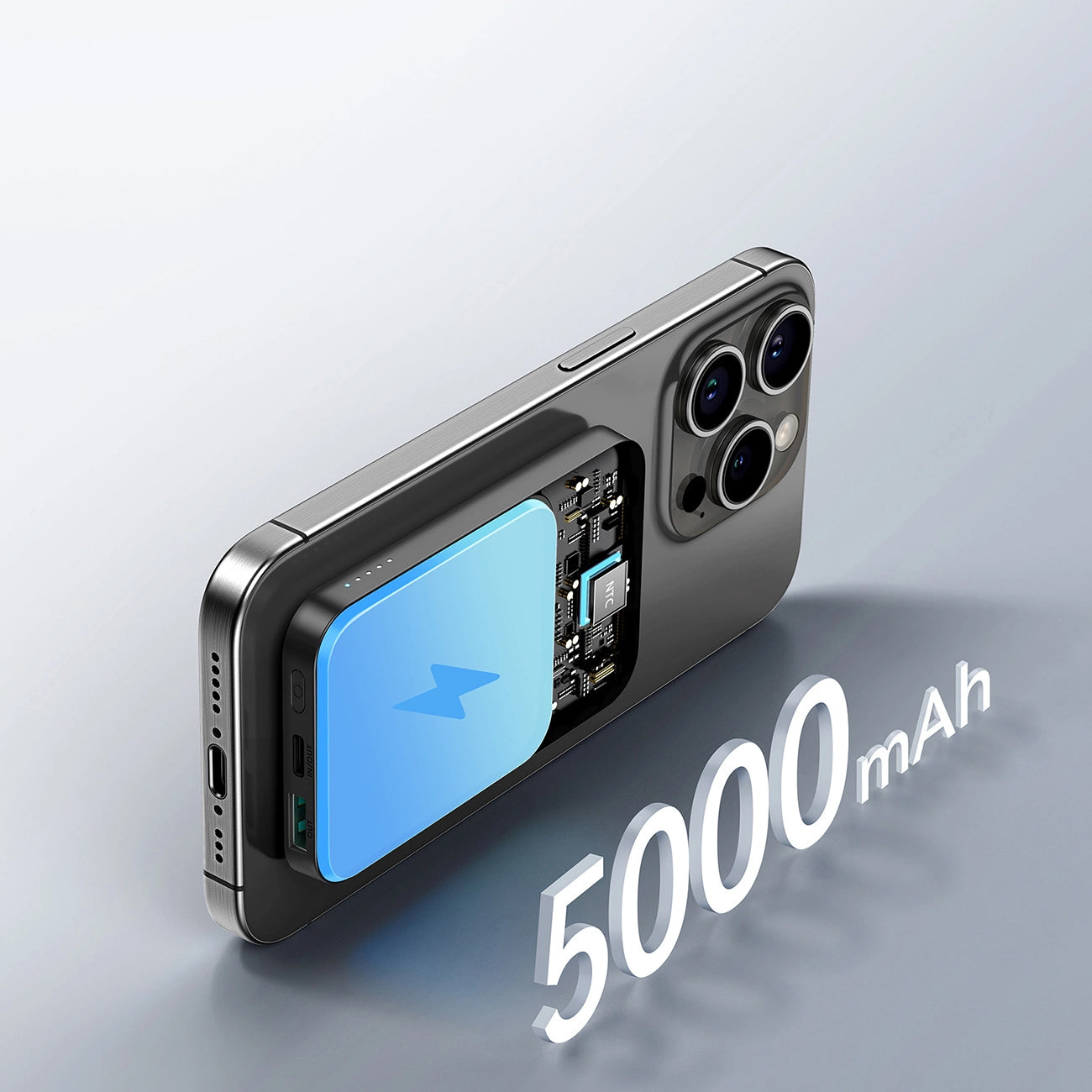 Spoljna Baterija Wireless Joyroom JR-W020 Mini, 5000mAh, 20W, QC + PD + FQI, 1 x QI - 1 x USB-A - 1 x USB-C, Crna