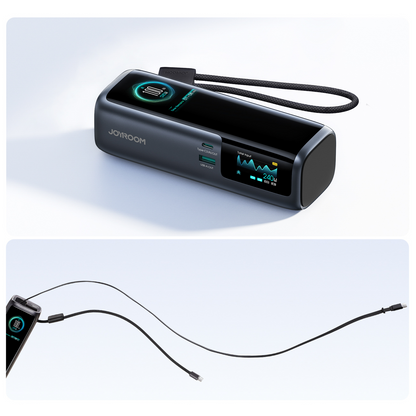 Eksterna baterija Joyroom PODIX PR70, 25000 mAh, 240 W, QC + PD, 1 x USB-A – 3 x USB-C, crna