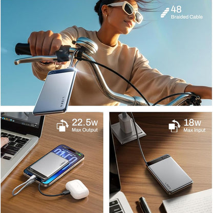 Eksterni punjač Lisen, 10000mAh, 22.5W, PD, 2 x USB-C, Siva
