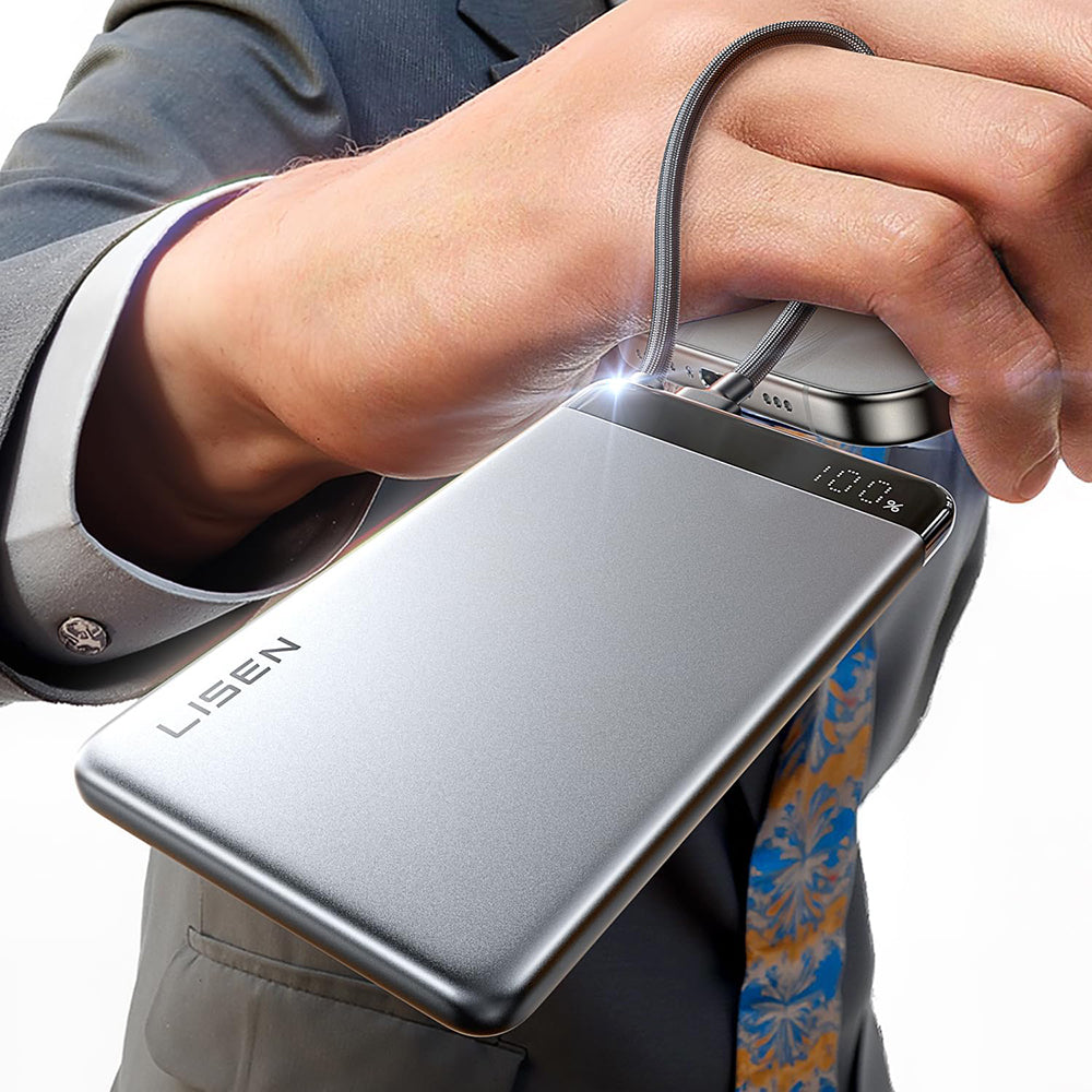 Eksterni punjač Lisen, 10000mAh, 22.5W, PD, 2 x USB-C, Siva