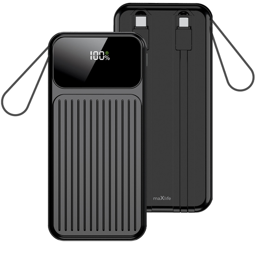 Eksterna baterija MaXlife MXPB-06, 10000mAh, 22.5W, QC + PD, 1 x Lightning - 2 x USB-A - 2 x USB-C, Crna