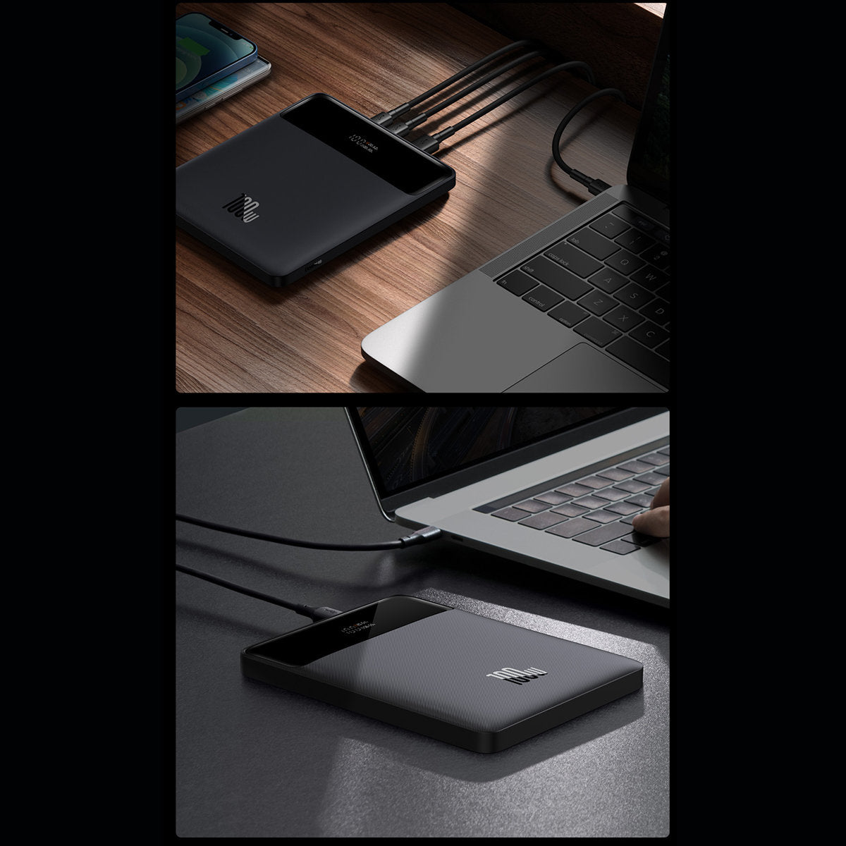 Baseus Blade Ultrathin External Battery, 20000mAh, 100W, QC + PD, 2 x USB-A - 2 x USB-C, Black PPBL000201 PPBL000201