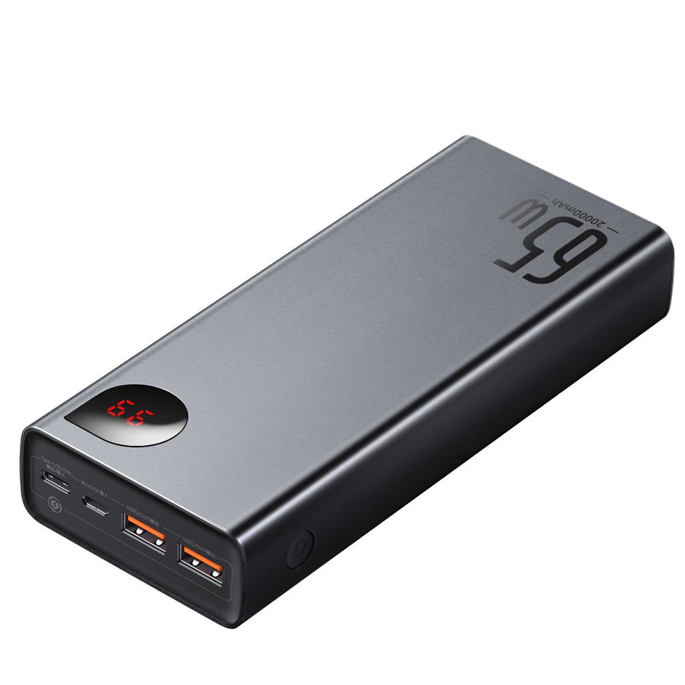 Baseus Adaman External Battery, 20000mAh, 65W, QC + PD, 1 x USB-C - 2 x USB-C, Black PPIMDA-D01 PPIMDA-D01 