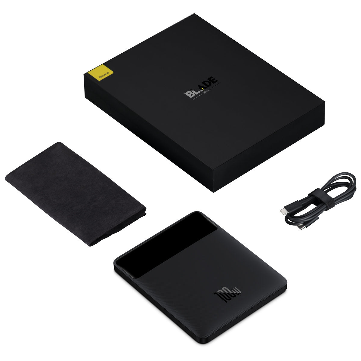 Baseus Blade Ultrathin External Battery, 20000mAh, 100W, QC + PD, 2 x USB-A - 2 x USB-C, Black PPBL000201 PPBL000201