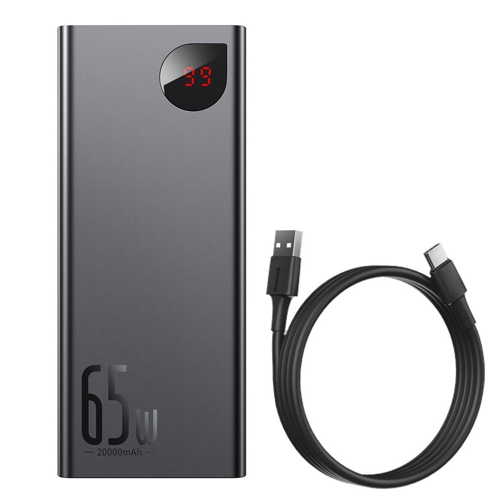 Baseus Adaman External Battery, 20000mAh, 65W, QC + PD, 1 x USB-C - 2 x USB-C, Black PPIMDA-D01 PPIMDA-D01 