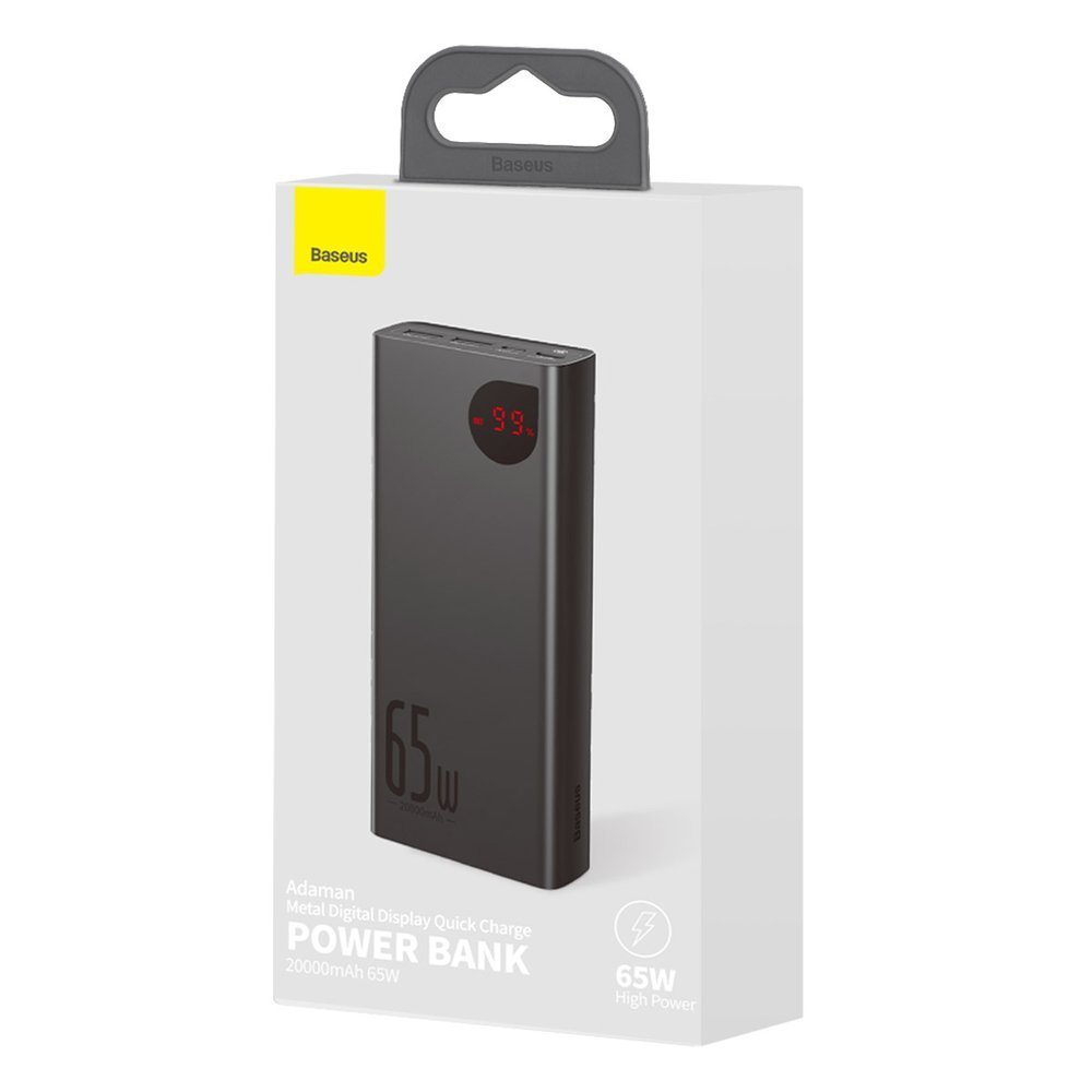 Baseus Adaman External Battery, 20000mAh, 65W, QC + PD, 1 x USB-C - 2 x USB-C, Black PPIMDA-D01 PPIMDA-D01 
