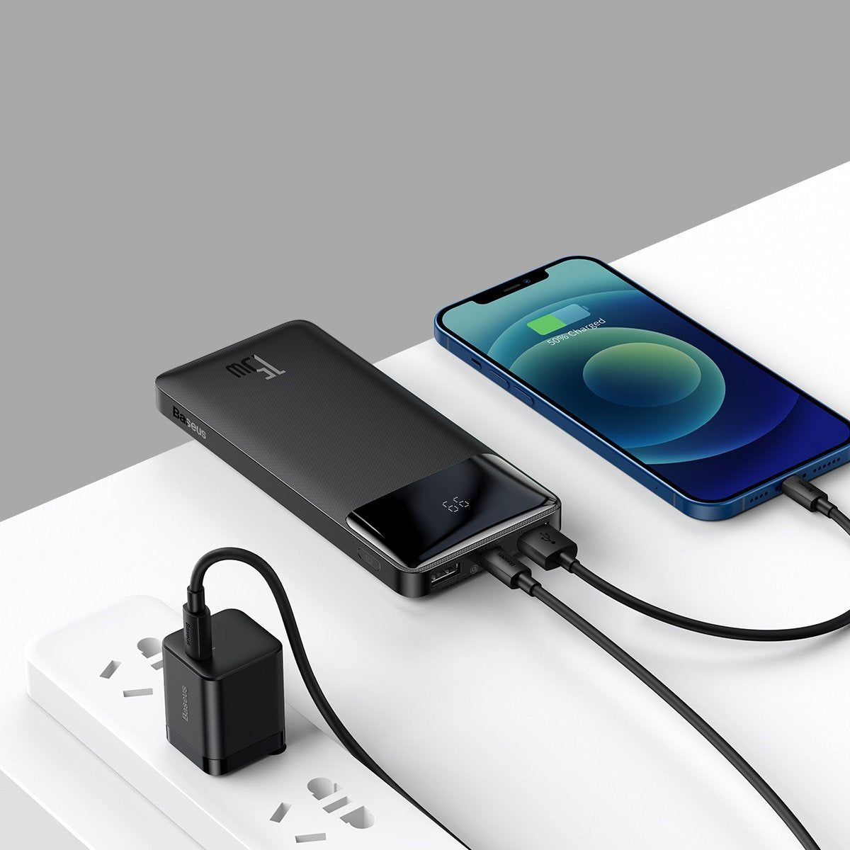 Spoljna baterija Baseus Bipow, 10000mAh, 15W, 1 x USB-C - 2 x USB-A, Crna PPBD050001