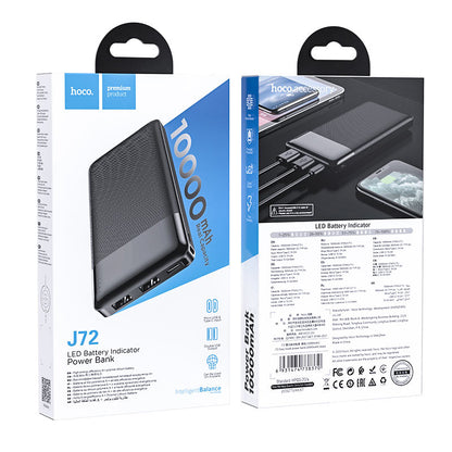 Eksterna baterija HOCO J72, 10000mAh, 10W, 2 x USB-A, Crna