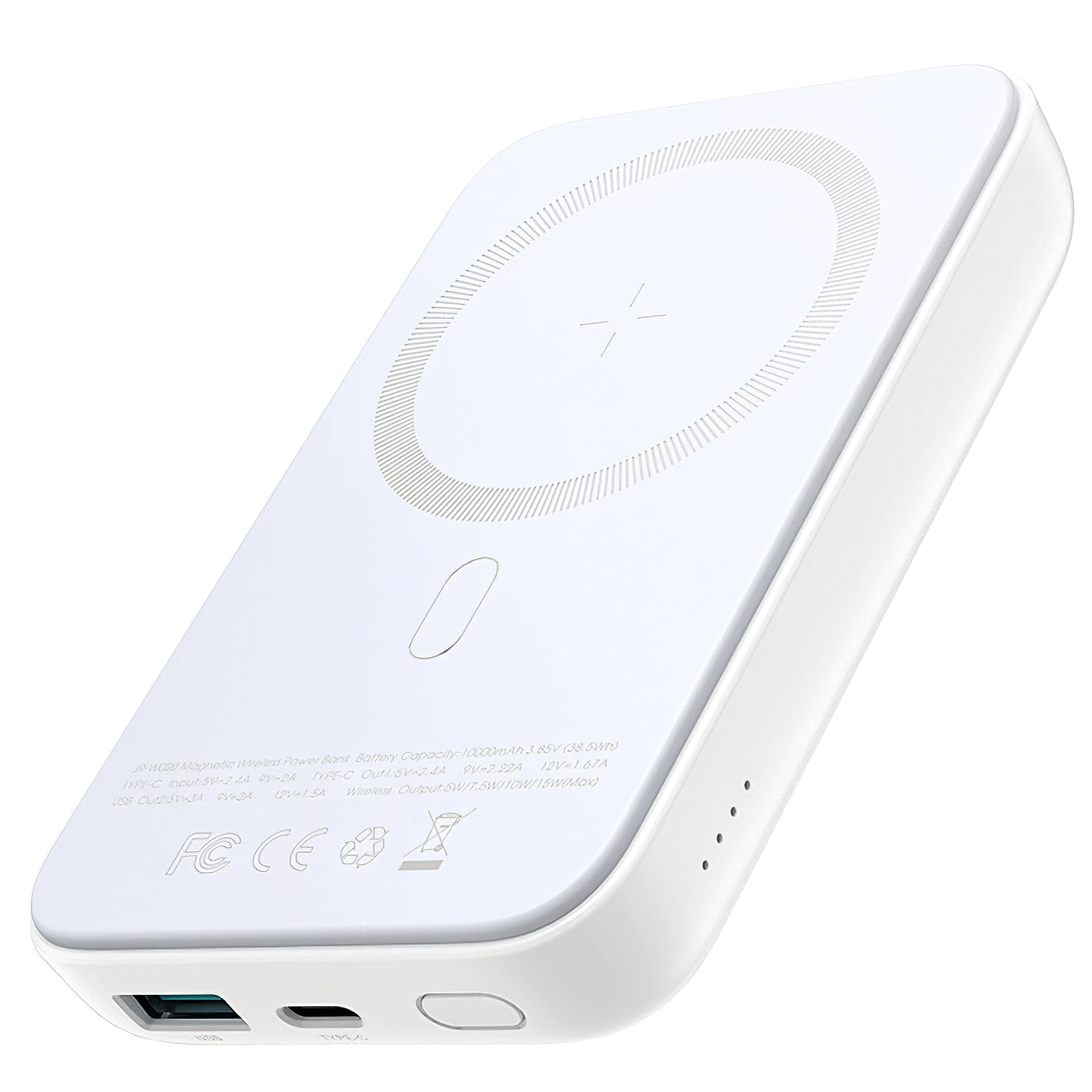 Spoljna bežična baterija Joyroom JR-W020, 10000mAh, 20W, QC + PD + FQI, 1 x QI - 1 x USB-A - 1 x USB-C, Bela