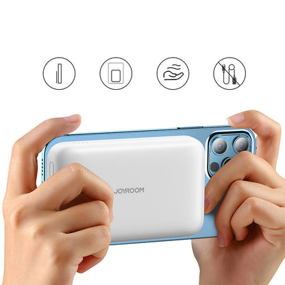 Spoljna bežična baterija Joyroom JR-W020, 10000mAh, 20W, QC + PD + FQI, 1 x QI - 1 x USB-A - 1 x USB-C, Bela
