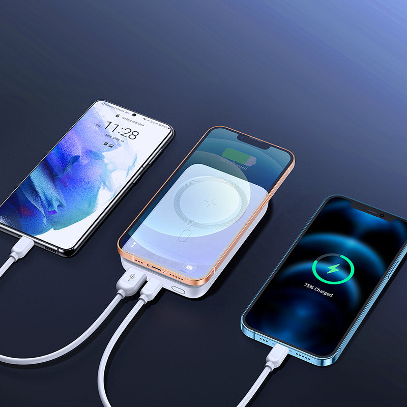 Spoljna bežična baterija Joyroom JR-W020, 10000mAh, 20W, QC + PD + FQI, 1 x QI - 1 x USB-A - 1 x USB-C, Bela