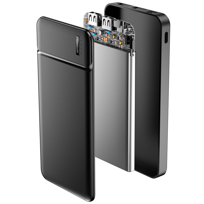 Eksterni punjač MaXlife MXPB-01, 10000mAh, 12W, 2 x USB-A, Crna