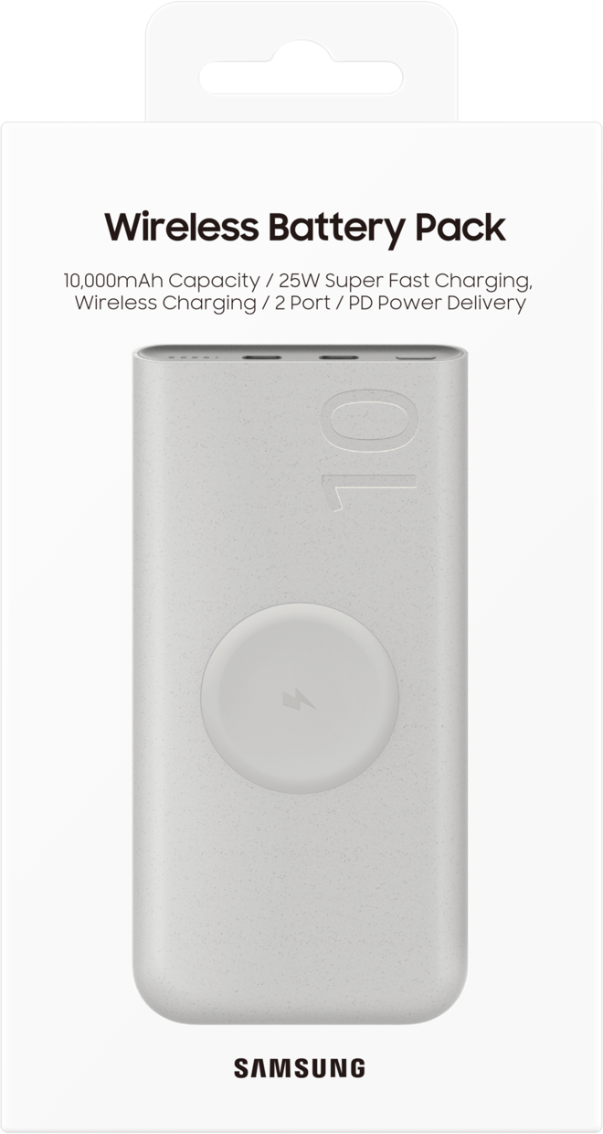 Spoljna Baterija Wireless Samsung, 10000mAh, 25W, PD + FQI, 1 x QI - 2 x USB-C, Bež EB-U2510XUEGEU