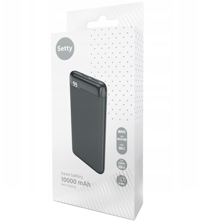 Spoljna baterija Setty SPBL-10, 10000mAh, 10W, 2 x USB-A, Crna