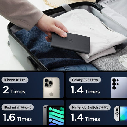 Spoljna baterija Spigen Essential, 10000mAh, 22.5W, QC + PD, 1 x USB-A - 2 x USB-C, Crna