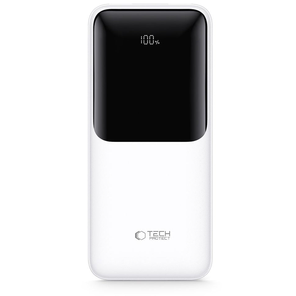 Spoljna baterija Tech-Protect PB02, 20000mAh, 22.5W, QC + PD, 1 x USB-C - 2 x USB-A, Bela