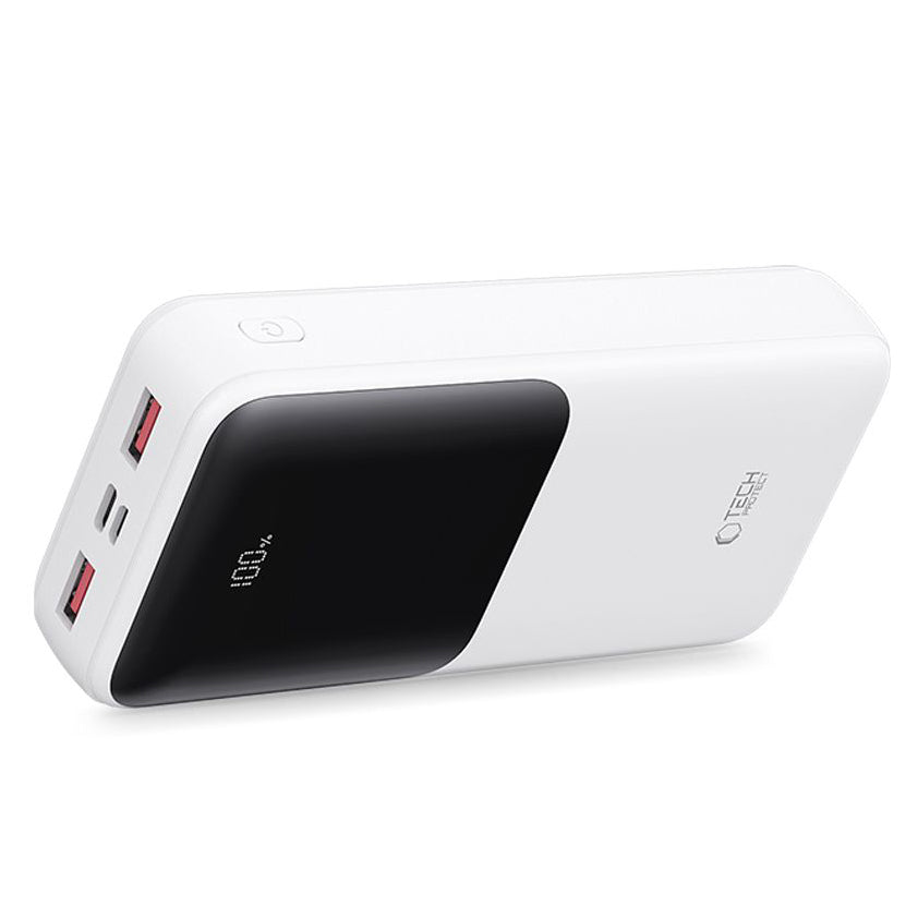 Spoljna baterija Tech-Protect PB02, 20000mAh, 22.5W, QC + PD, 1 x USB-C - 2 x USB-A, Bela