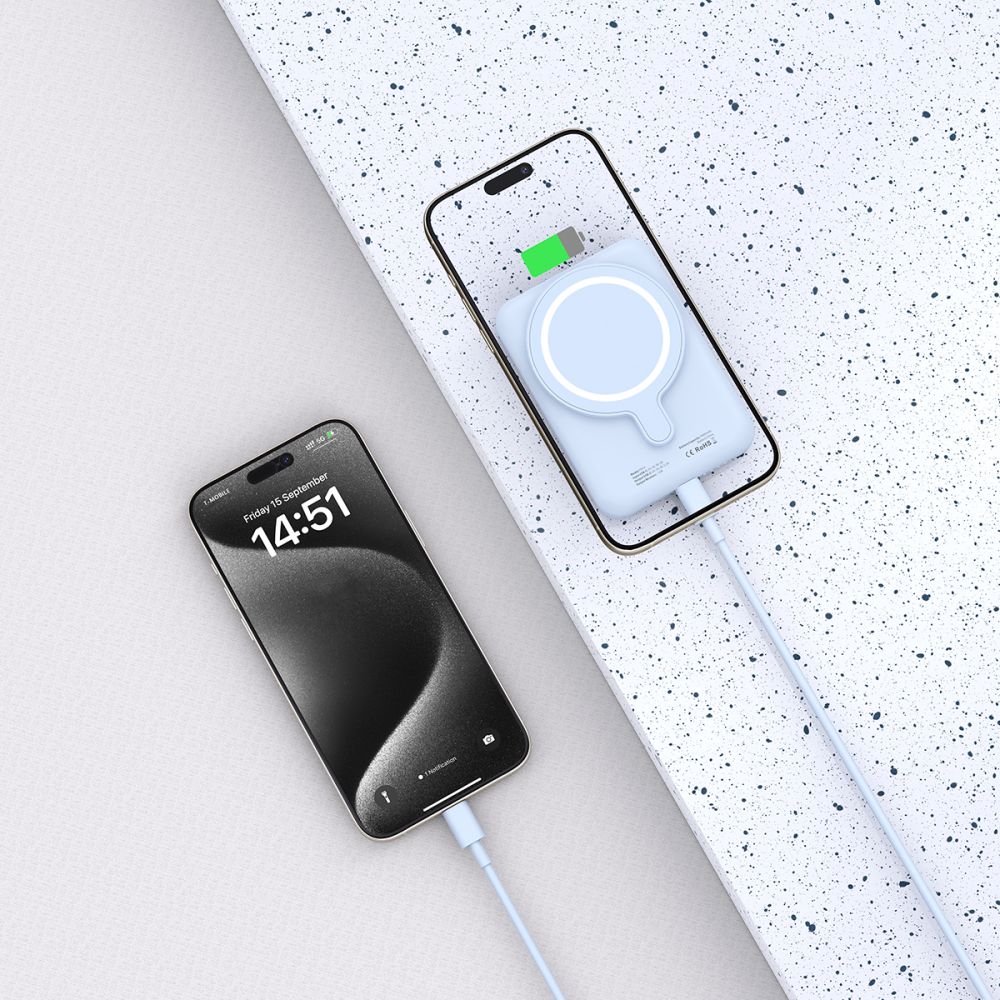 Eksterna Baterija Wireless Tech-Protect PB10 LifeMag, 5000mAh, 15W, PD + FQI, 1 x QI - 1 x USB-C, Plava