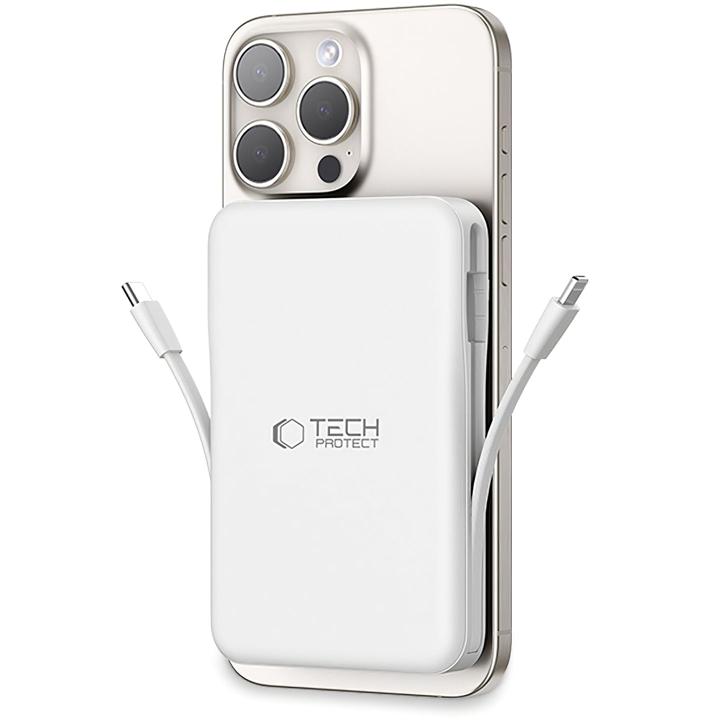 Spoljna Baterija Wireless Tech-Protect PB31 LifeMag, 10000mAh, 15W, FQI, 1 x Lightning - 1 x QI - 1 x USB-A - 1 x USB-C, Bela