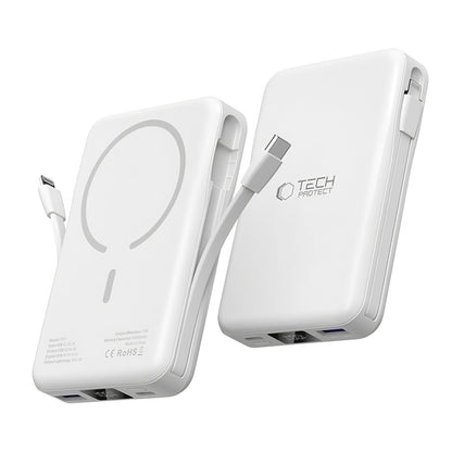 Spoljna Baterija Wireless Tech-Protect PB31 LifeMag, 10000mAh, 15W, FQI, 1 x Lightning - 1 x QI - 1 x USB-A - 1 x USB-C, Bela