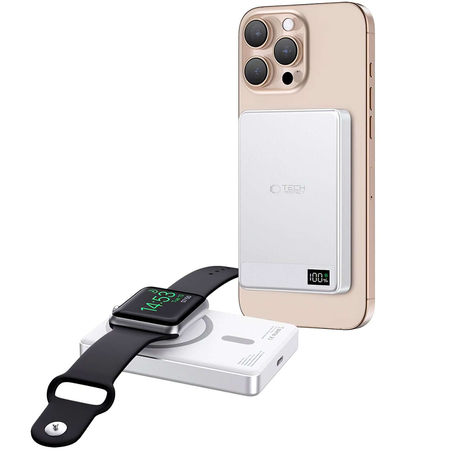Spoljna Baterija Wireless Tech-Protect PB33 LifeMag, 5000mAh, 15W, FQI, 1 x QI - 1 x USB-C, Siva