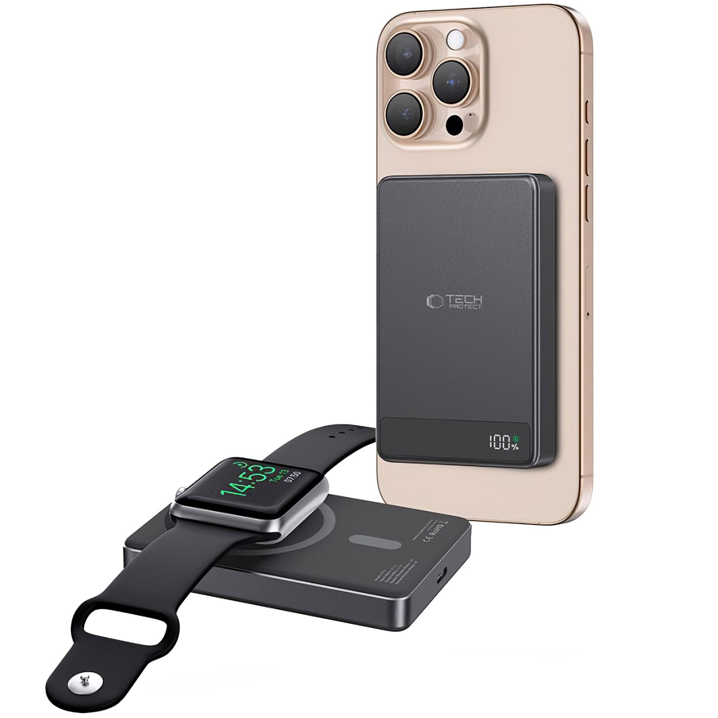 Eksterna Baterija Wireless Tech-Protect PB33 LifeMag, 5000mAh, 15W, FQI, 1 x QI - 1 x USB-C, Crna