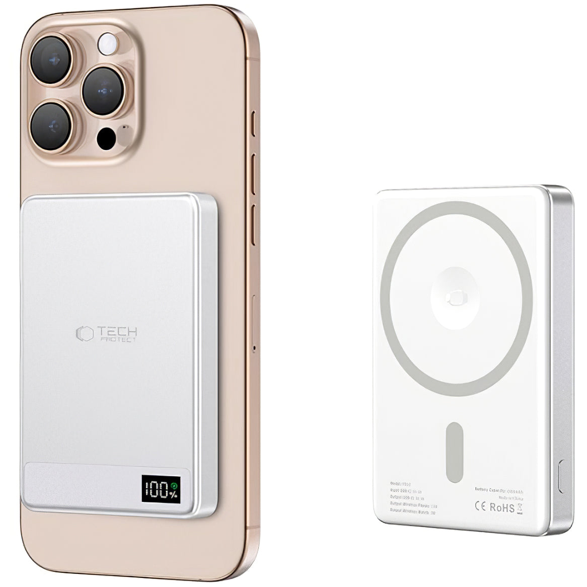 Spoljna Baterija Wireless Tech-Protect PB33 LifeMag, 5000mAh, 15W, FQI, 1 x QI - 1 x USB-C, Siva