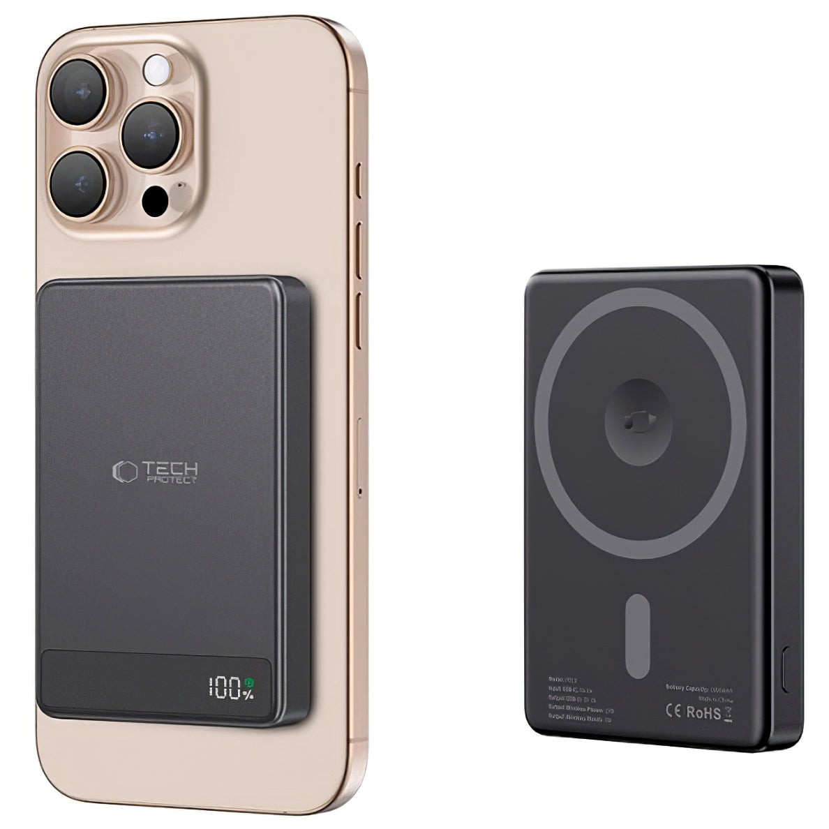 Eksterna Baterija Wireless Tech-Protect PB33 LifeMag, 5000mAh, 15W, FQI, 1 x QI - 1 x USB-C, Crna