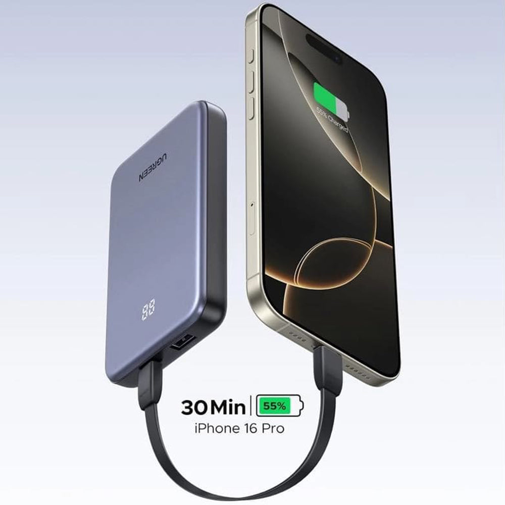 Eksterna baterija UGREEN 75131B, 10000mAh, 22.5W, QC + PD, 1 x USB-A - 1 x USB-C, Siva