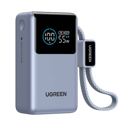 Eksterni punjač UGREEN Nexode Pro PB727 (75701B), 10000mAh, 55W, QC + PD, 1 x USB-A - 2 x USB-C, Siva