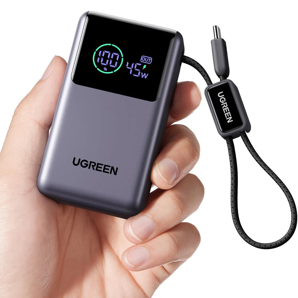 Eksterna baterija UGREEN Nexode Pro PB727 (85301B), 10000mAh, 55W, QC + PD, 1 x USB-A - 2 x USB-C, Siva