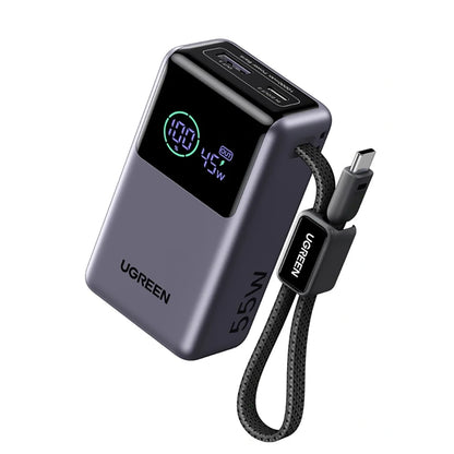 Eksterna baterija UGREEN Nexode Pro PB727 (85301B), 10000mAh, 55W, QC + PD, 1 x USB-A - 2 x USB-C, Siva