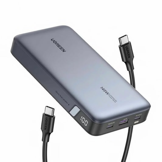 Spoljna baterija UGREEN PB205, 25000mAh, 145W, QC + PD, 1 x USB-A - 2 x USB-C, Siva