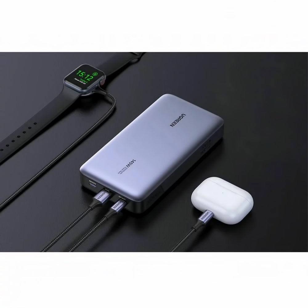 UGREEN PB205 External Battery, 25000mAh, 145W, QC + PD, 1 x USB-A - 2 x USB-C, Grey 