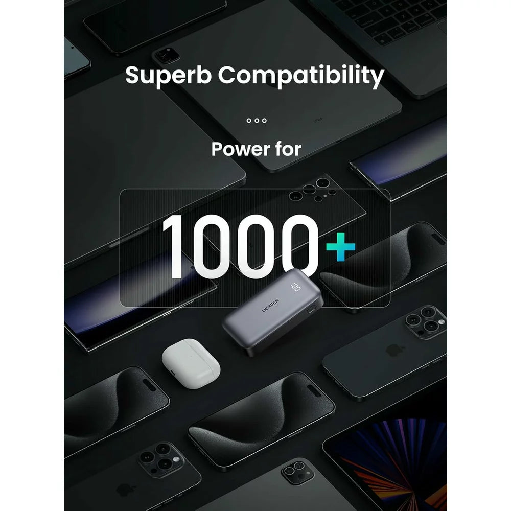 External Battery UGREEN PB502, 10000mAh, 30W, QC + PD, 1 x USB-A - 1 x USB-C, Grey 