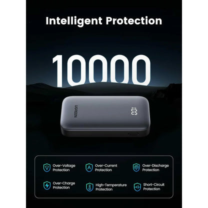 External Battery UGREEN PB502, 10000mAh, 30W, QC + PD, 1 x USB-A - 1 x USB-C, Grey 