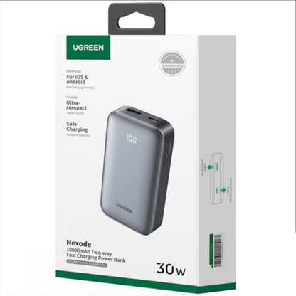 Spoljna baterija UGREEN PB502, 10000mAh, 30W, QC + PD, 1 x USB-A - 1 x USB-C, Siva