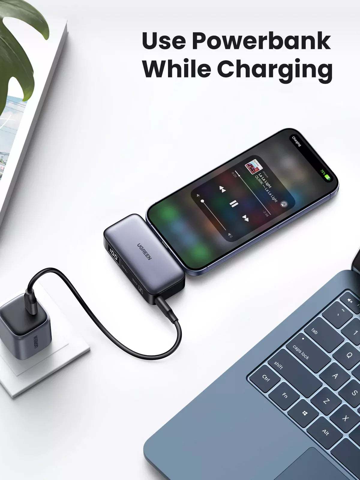 UGREEN PB503 External Battery, 5000mAh, 22.5W, PD, 1 x USB-C, Grey 