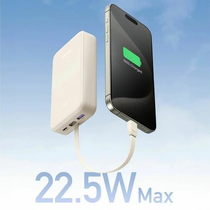 UGREEN PB505 External Battery, 20000mAh, 22.5W, QC + PD, 1 x USB-A - 2 x USB-C, Beige 