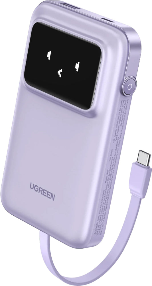 UGREEN PB511 Uno External Battery, 10000mAh, 30W, QC + PD, 1 x USB-A - 2 x USB-C, Purple 