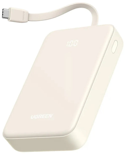 Eksterna baterija UGREEN PB521, 20000mAh, 30W, QC + PD, 1 x USB-A - 2 x USB-C, Bela