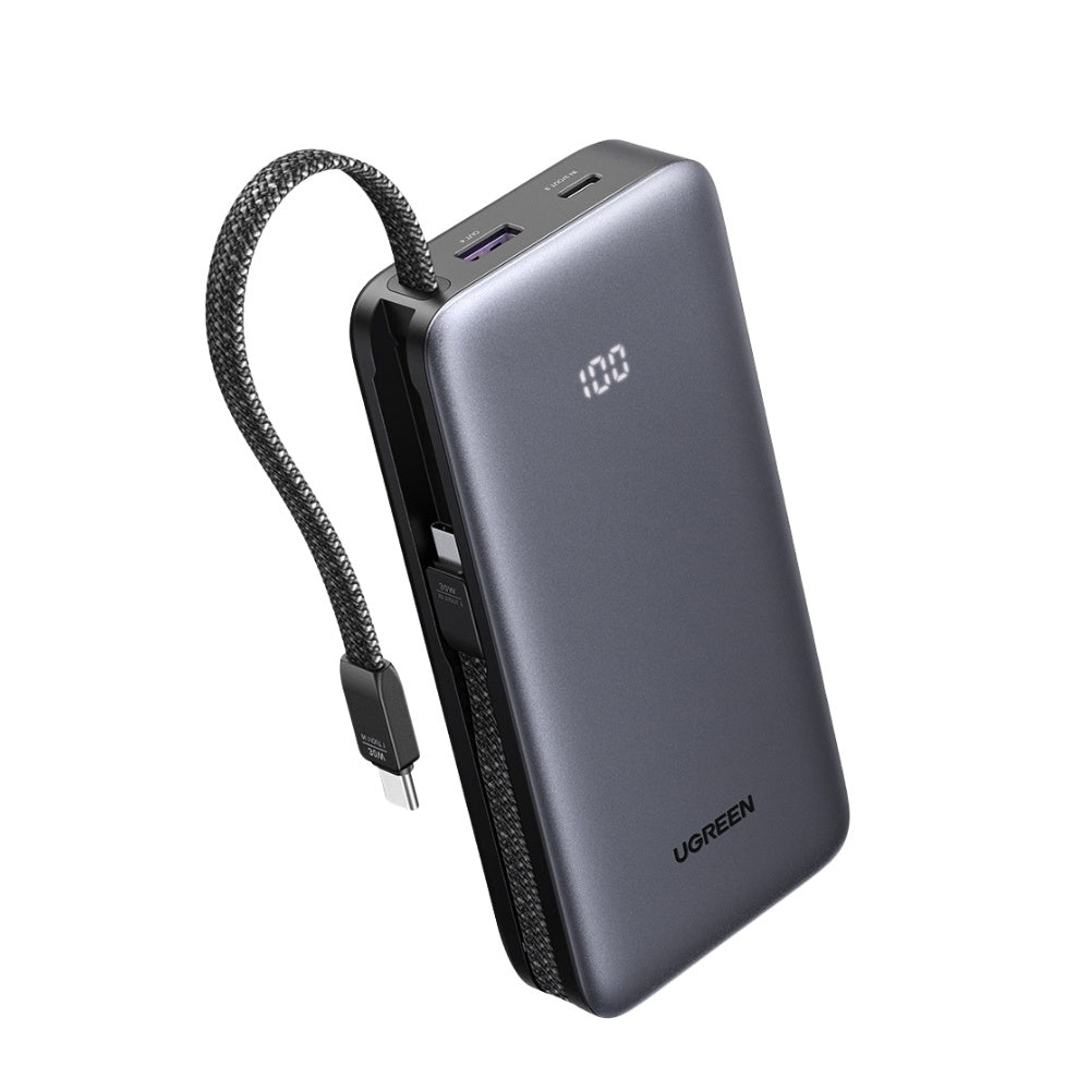 Eksterna baterija UGREEN PB528 (55985B), 20000mAh, 30W, QC + PD, 1 x USB-A - 3 x USB-C, Siva
