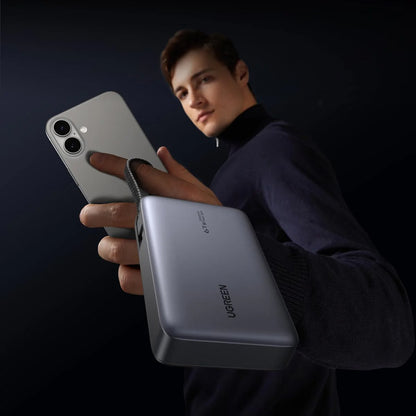 Eksterna baterija UGREEN PB550, 20000mAh, 67W, QC + PD, 1 x USB-A - 2 x USB-C, Siva