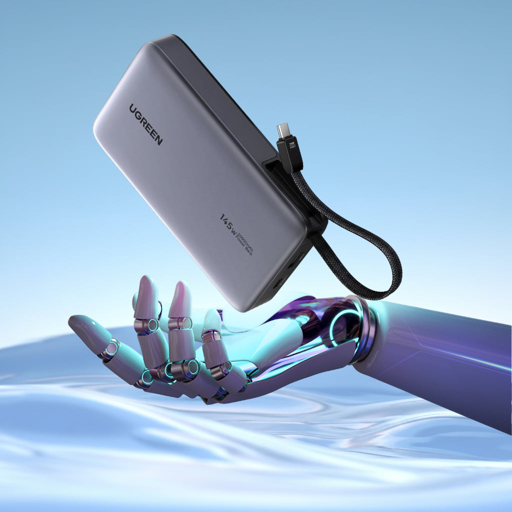 Spoljna baterija UGREEN PB551 (55992B), 20000mAh, 145W, QC + PD, 1 x USB-A - 2 x USB-C, Siva