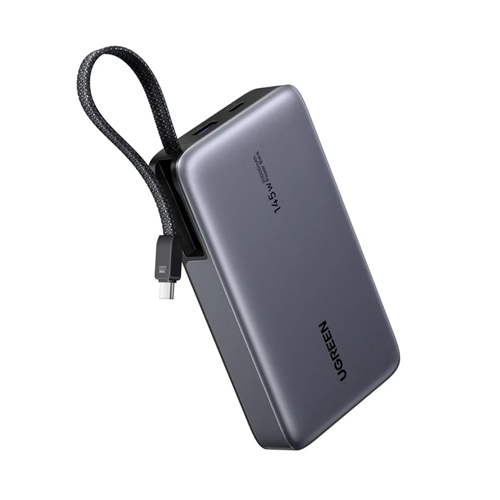 Eksterna baterija UGREEN PB551 (55992), 20000mAh, 145W, QC + PD, 1 x USB-A - 2 x USB-C, Siva