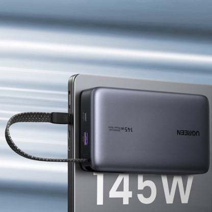 Eksterna baterija UGREEN PB551 (55992), 20000mAh, 145W, QC + PD, 1 x USB-A - 2 x USB-C, Siva