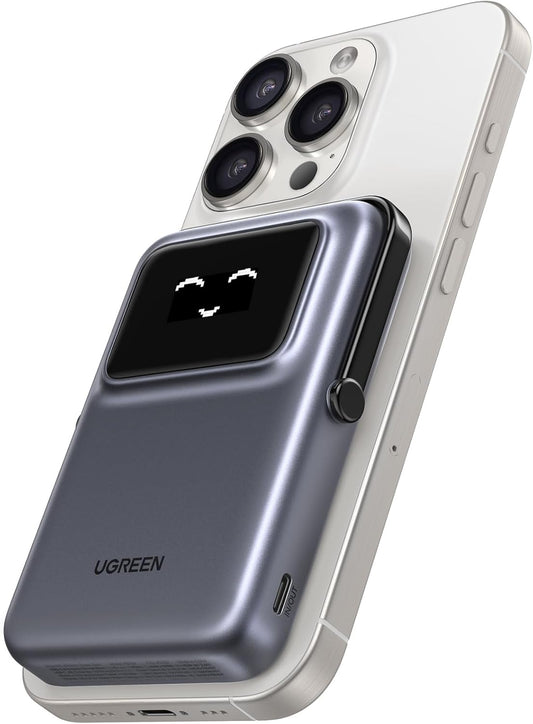 Spoljna bežična baterija UGREEN PB572 Uno, 10000mAh, 20W, PD + FQI, 1 x QI - 1 x USB-C, Siva