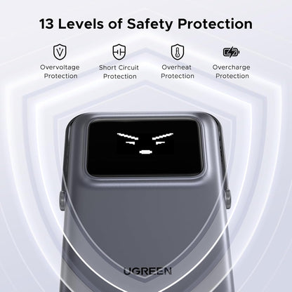 Spoljna bežična baterija UGREEN PB572 Uno, 10000mAh, 20W, PD + FQI, 1 x QI - 1 x USB-C, Siva