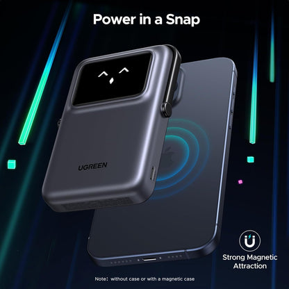 Spoljna bežična baterija UGREEN PB572 Uno, 10000mAh, 20W, PD + FQI, 1 x QI - 1 x USB-C, Siva